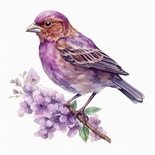 New Hampshire Purple Finch bird Purple Lilac flower  Vinyl Decal Sticker for Car, Laptop, Tumbler and more # 008698