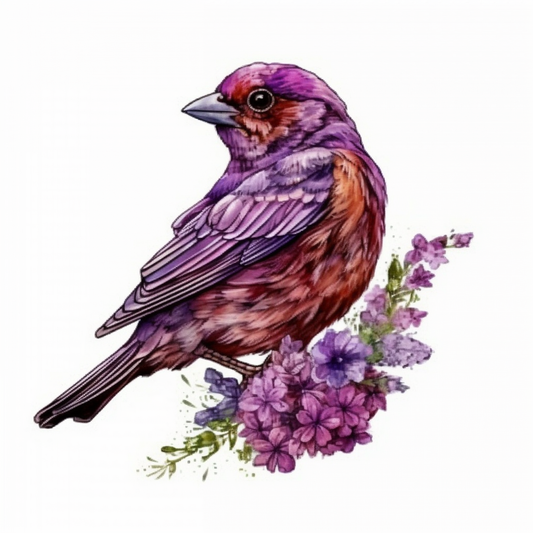 New Hampshire Purple Finch bird Purple Lilac flower  Vinyl Decal Sticker for Car, Laptop, Tumbler and more # 008739