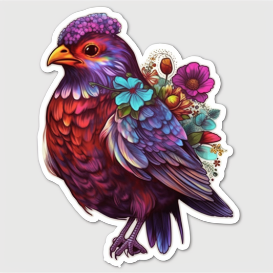 Rhode Island Rhode Island Red bird Violet flower  Vinyl Decal Sticker for Car, Laptop, Tumbler and more # 009203