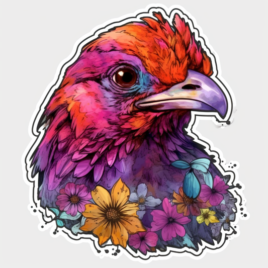 Rhode Island Rhode Island Red bird Violet flower  Vinyl Decal Sticker for Car, Laptop, Tumbler and more # 009167