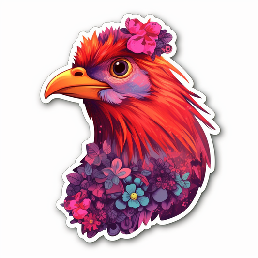 Rhode Island Rhode Island Red bird Violet flower  Vinyl Decal Sticker for Car, Laptop, Tumbler and more # 009152