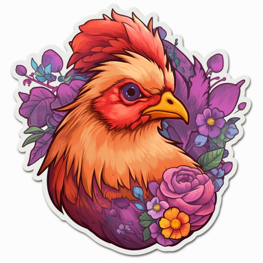 Rhode Island Rhode Island Red bird Violet flower  Vinyl Decal Sticker for Car, Laptop, Tumbler and more # 009272