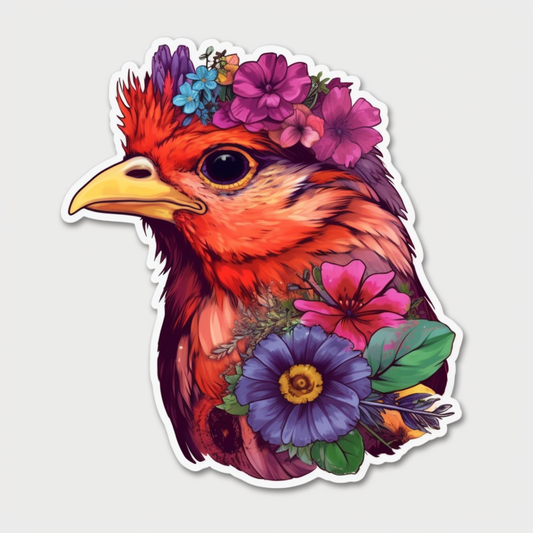 Rhode Island Rhode Island Red bird Violet flower  Vinyl Decal Sticker for Car, Laptop, Tumbler and more # 009183