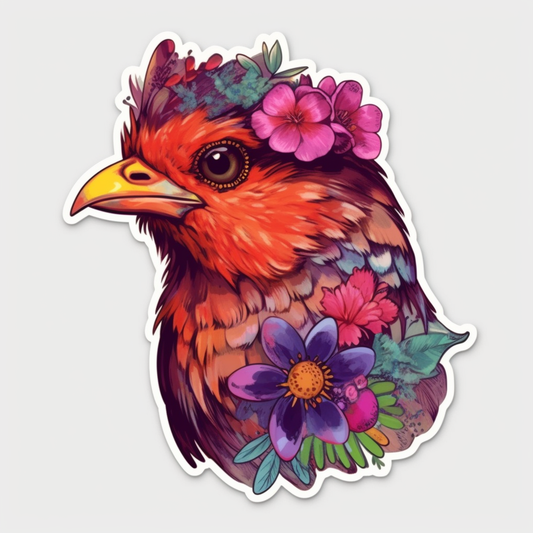 Rhode Island Rhode Island Red bird Violet flower  Vinyl Decal Sticker for Car, Laptop, Tumbler and more # 009157