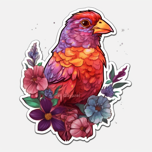 Rhode Island Rhode Island Red bird Violet flower  Vinyl Decal Sticker for Car, Laptop, Tumbler and more # 009179