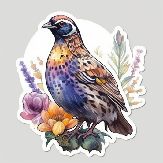 South Dakota Ring-necked Pheasant bird Pasque Flower flower  Vinyl Decal Sticker for Car, Laptop, Tumbler and more # 009215
