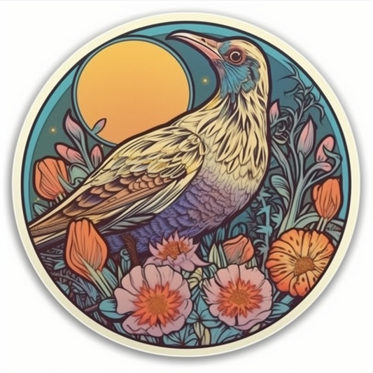 South Dakota Ring-necked Pheasant bird Pasque Flower flower  Vinyl Decal Sticker for Car, Laptop, Tumbler and more # 009190