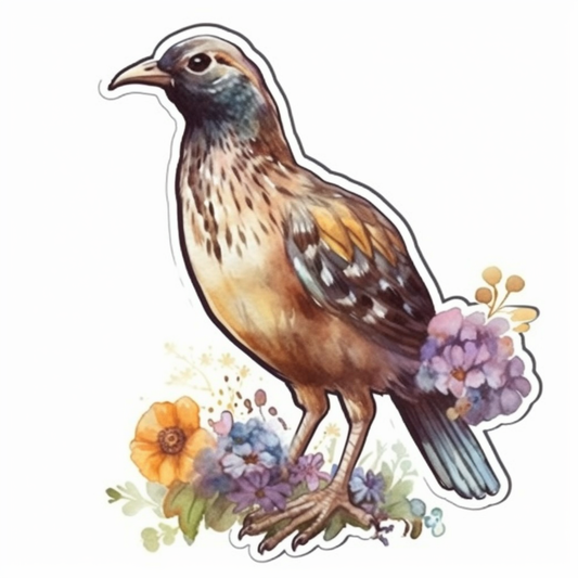 South Dakota Ring-necked Pheasant bird Pasque Flower flower  Vinyl Decal Sticker for Car, Laptop, Tumbler and more # 009231