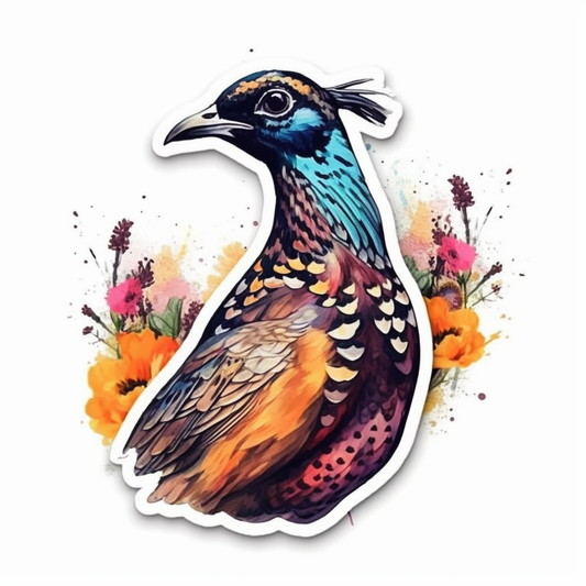 South Dakota Ring-necked Pheasant bird Pasque Flower flower  Vinyl Decal Sticker for Car, Laptop, Tumbler and more # 009175