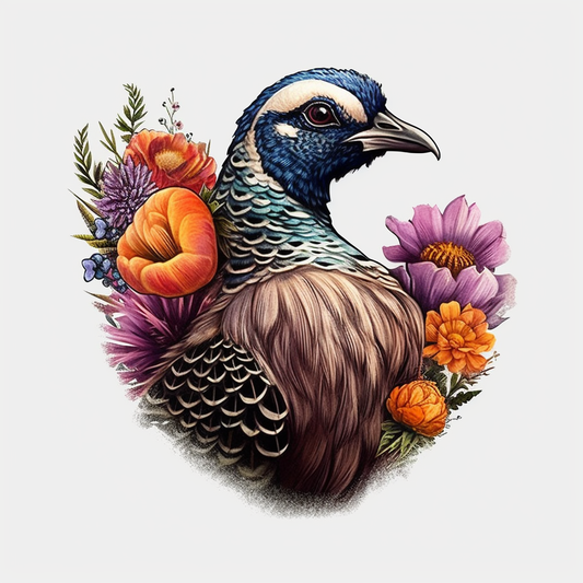 South Dakota Ring-necked Pheasant bird Pasque Flower flower  Vinyl Decal Sticker for Car, Laptop, Tumbler and more # 009261