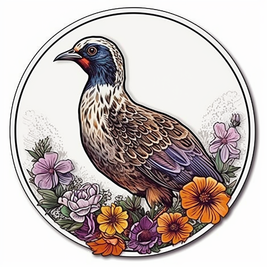 South Dakota Ring-necked Pheasant bird Pasque Flower flower  Vinyl Decal Sticker for Car, Laptop, Tumbler and more # 009270
