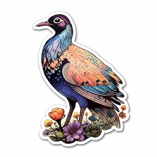 South Dakota Ring-necked Pheasant bird Pasque Flower flower  Vinyl Decal Sticker for Car, Laptop, Tumbler and more # 009148