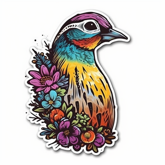 South Dakota Ring-necked Pheasant bird Pasque Flower flower  Vinyl Decal Sticker for Car, Laptop, Tumbler and more # 009173