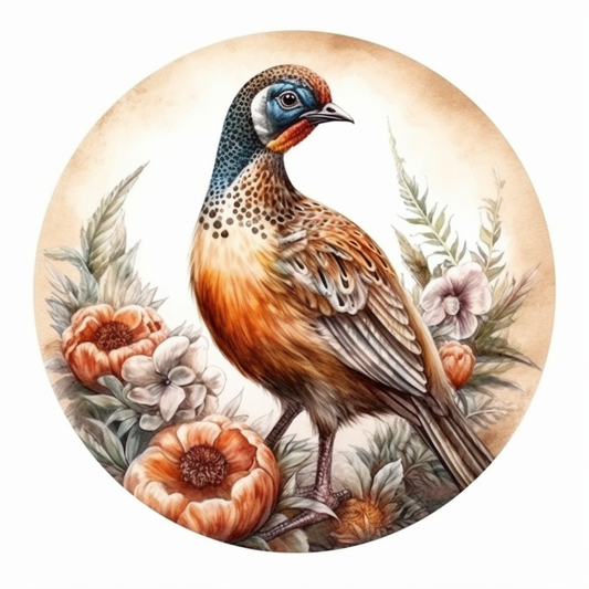 South Dakota Ring-necked Pheasant bird Pasque Flower flower  Vinyl Decal Sticker for Car, Laptop, Tumbler and more # 009142