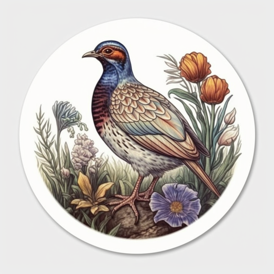 South Dakota Ring-necked Pheasant bird Pasque Flower flower  Vinyl Decal Sticker for Car, Laptop, Tumbler and more # 009188