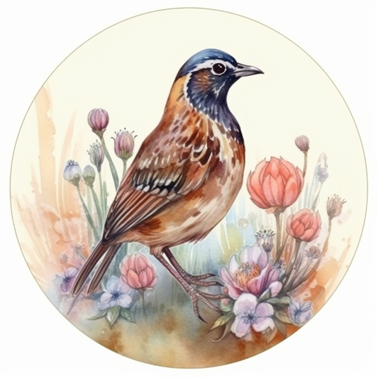 South Dakota Ring-necked Pheasant bird Pasque Flower flower  Vinyl Decal Sticker for Car, Laptop, Tumbler and more # 009166