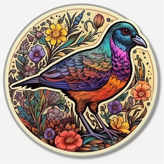 South Dakota Ring-necked Pheasant bird Pasque Flower flower  Vinyl Decal Sticker for Car, Laptop, Tumbler and more # 009240