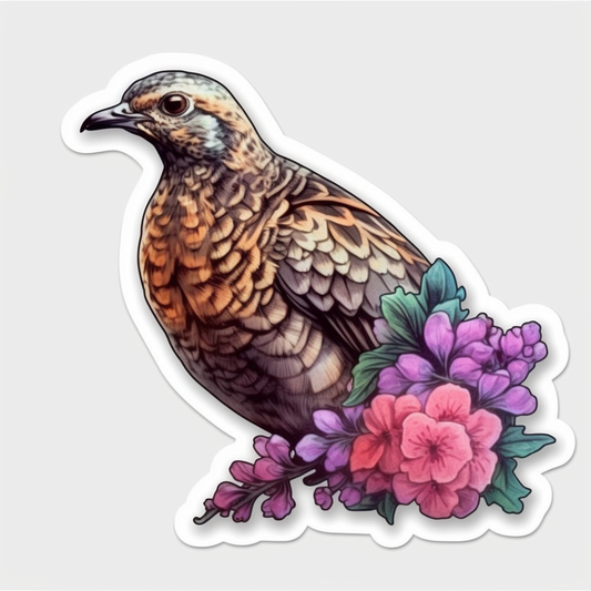 Pennsylvania Ruffed Grouse bird Mountain Laurel flower  Vinyl Decal Sticker for Car, Laptop, Tumbler and more # 009267