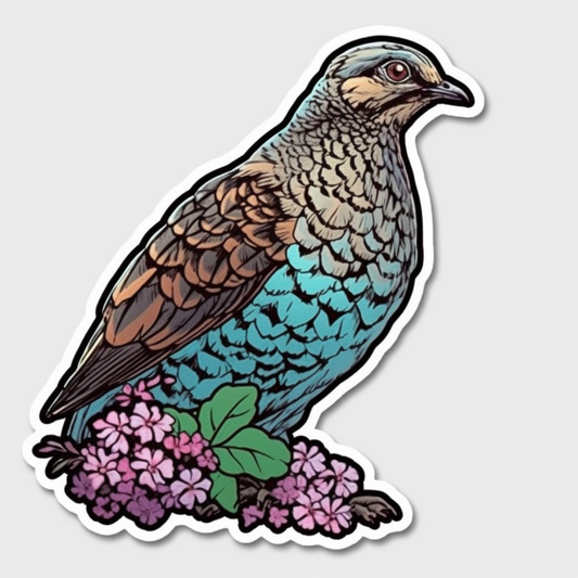 Pennsylvania Ruffed Grouse bird Mountain Laurel flower  Vinyl Decal Sticker for Car, Laptop, Tumbler and more # 009216