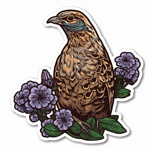 Pennsylvania Ruffed Grouse bird Mountain Laurel flower  Vinyl Decal Sticker for Car, Laptop, Tumbler and more # 009230