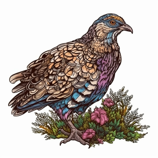 Pennsylvania Ruffed Grouse bird Mountain Laurel flower  Vinyl Decal Sticker for Car, Laptop, Tumbler and more # 009174