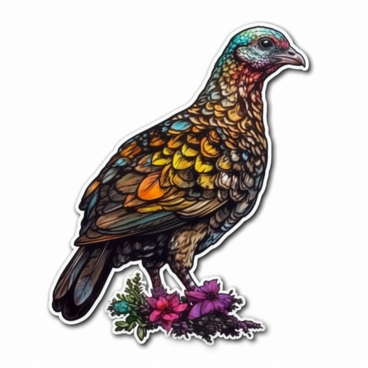 Pennsylvania Ruffed Grouse bird Mountain Laurel flower  Vinyl Decal Sticker for Car, Laptop, Tumbler and more # 009227