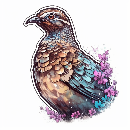 Pennsylvania Ruffed Grouse bird Mountain Laurel flower  Vinyl Decal Sticker for Car, Laptop, Tumbler and more # 009207