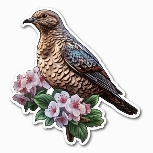 Pennsylvania Ruffed Grouse bird Mountain Laurel flower  Vinyl Decal Sticker for Car, Laptop, Tumbler and more # 009177