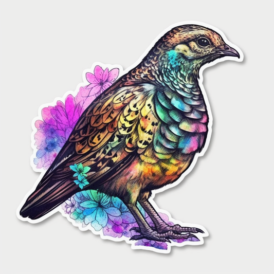 Pennsylvania Ruffed Grouse bird Mountain Laurel flower  Vinyl Decal Sticker for Car, Laptop, Tumbler and more # 009242