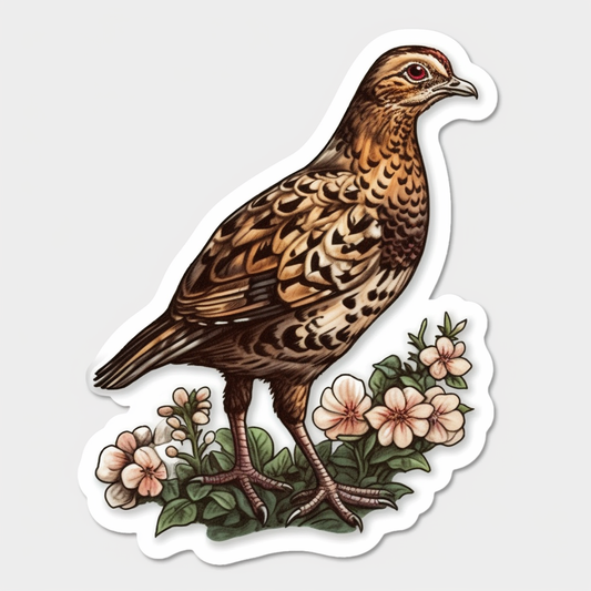 Pennsylvania Ruffed Grouse bird Mountain Laurel flower  Vinyl Decal Sticker for Car, Laptop, Tumbler and more # 009187