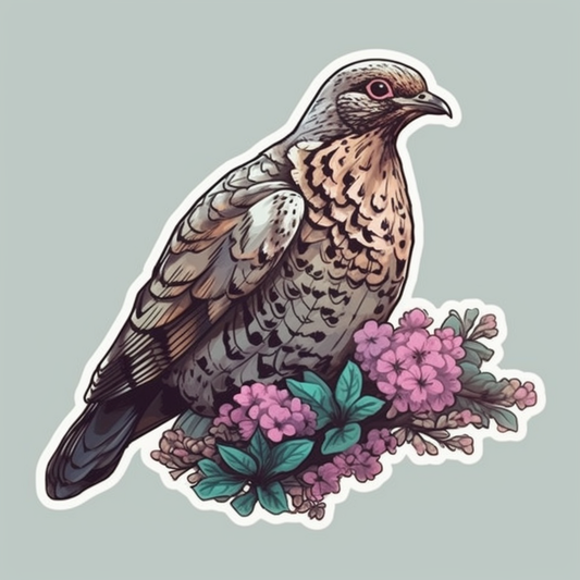 Pennsylvania Ruffed Grouse bird Mountain Laurel flower  Vinyl Decal Sticker for Car, Laptop, Tumbler and more # 009264