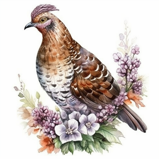 Pennsylvania Ruffed Grouse bird Mountain Laurel flower  Vinyl Decal Sticker for Car, Laptop, Tumbler and more # 009280