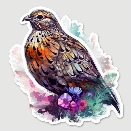 Pennsylvania Ruffed Grouse bird Mountain Laurel flower  Vinyl Decal Sticker for Car, Laptop, Tumbler and more # 009214