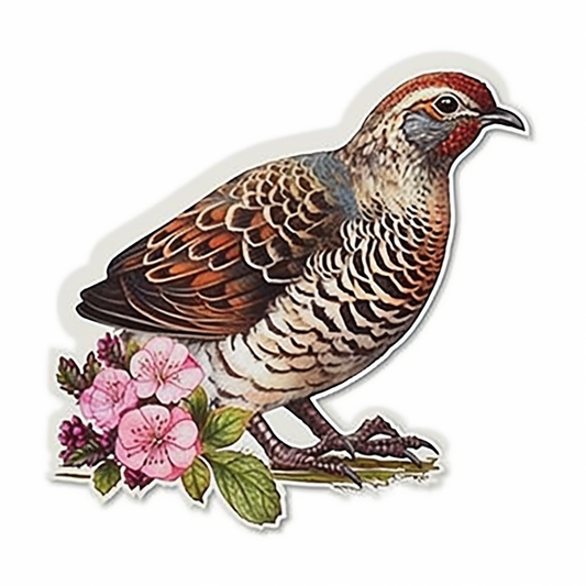 Pennsylvania Ruffed Grouse bird Mountain Laurel flower  Vinyl Decal Sticker for Car, Laptop, Tumbler and more # 009178