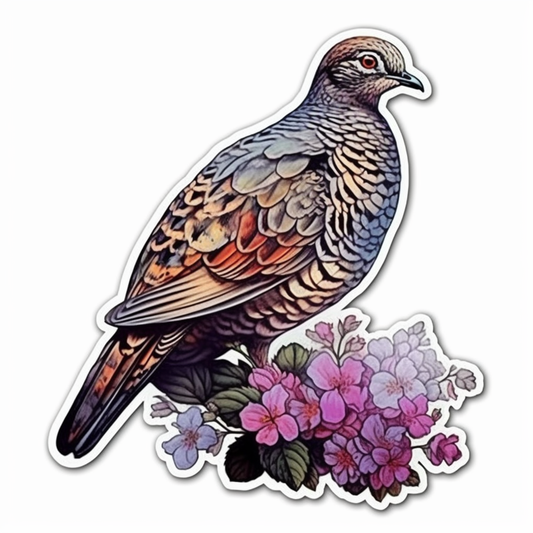 Pennsylvania Ruffed Grouse bird Mountain Laurel flower  Vinyl Decal Sticker for Car, Laptop, Tumbler and more # 009199