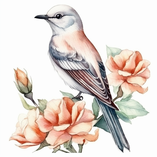 Oklahoma Scissor-tailed Flycatcher bird Oklahoma Rose flower  Vinyl Decal Sticker for Car, Laptop, Tumbler and more # 009282