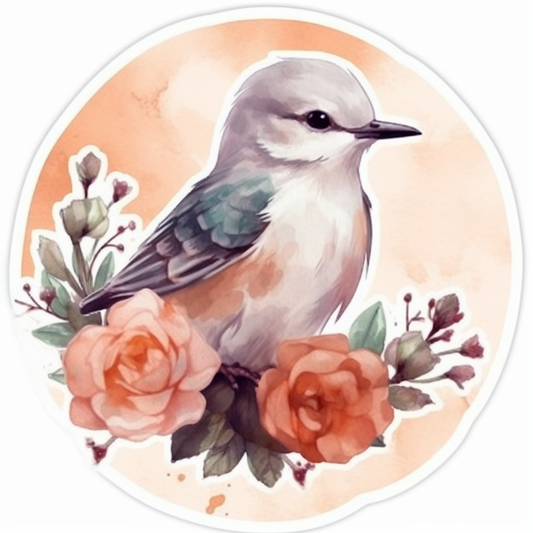 Oklahoma Scissor-tailed Flycatcher bird Oklahoma Rose flower  Vinyl Decal Sticker for Car, Laptop, Tumbler and more # 009185