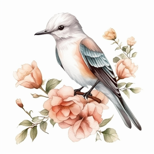 Oklahoma Scissor-tailed Flycatcher bird Oklahoma Rose flower  Vinyl Decal Sticker for Car, Laptop, Tumbler and more # 009191