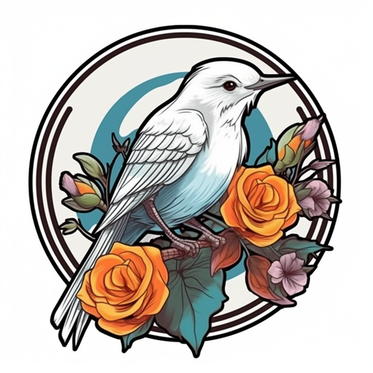 Oklahoma Scissor-tailed Flycatcher bird Oklahoma Rose flower  Vinyl Decal Sticker for Car, Laptop, Tumbler and more # 009151