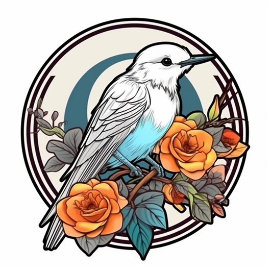 Oklahoma Scissor-tailed Flycatcher bird Oklahoma Rose flower  Vinyl Decal Sticker for Car, Laptop, Tumbler and more # 009277