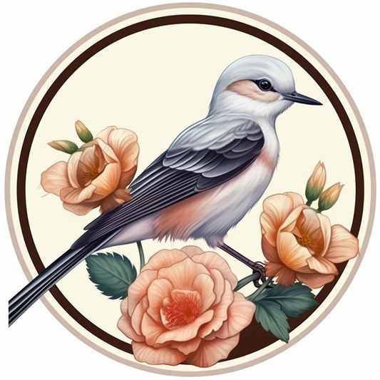 Oklahoma Scissor-tailed Flycatcher bird Oklahoma Rose flower  Vinyl Decal Sticker for Car, Laptop, Tumbler and more # 009146