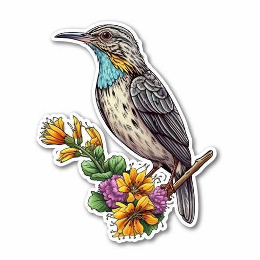 Montana Western Meadowlark bird Bitterroot flower  Vinyl Decal Sticker for Car, Laptop, Tumbler and more # 008748