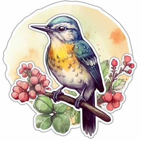 Oregon Western Meadowlark bird Oregon Grape flower  Vinyl Decal Sticker for Car, Laptop, Tumbler and more # 009249