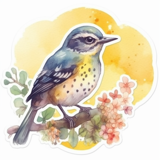 Oregon Western Meadowlark bird Oregon Grape flower  Vinyl Decal Sticker for Car, Laptop, Tumbler and more # 009269