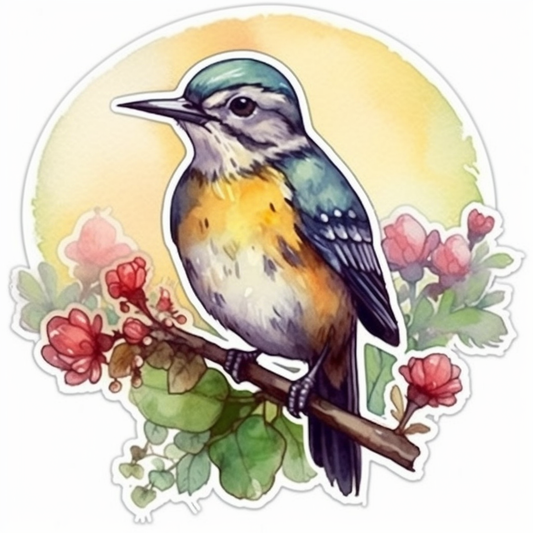 Oregon Western Meadowlark bird Oregon Grape flower  Vinyl Decal Sticker for Car, Laptop, Tumbler and more # 009158