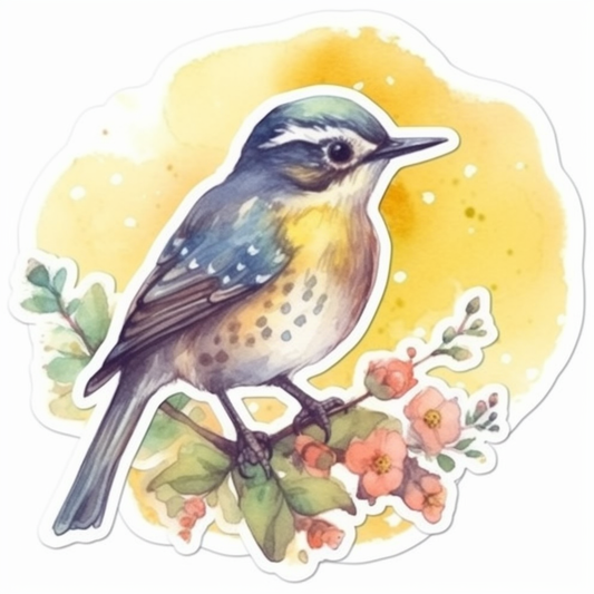 Oregon Western Meadowlark bird Oregon Grape flower  Vinyl Decal Sticker for Car, Laptop, Tumbler and more # 009213
