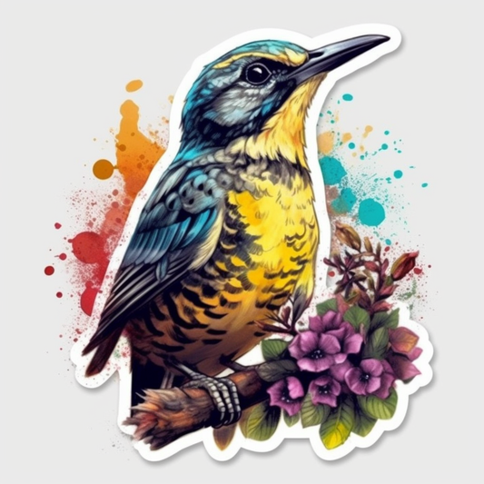 Oregon Western Meadowlark bird Oregon Grape flower  Vinyl Decal Sticker for Car, Laptop, Tumbler and more # 009170