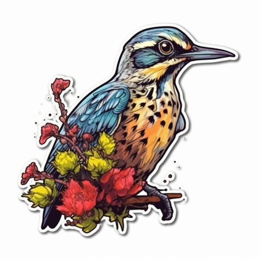 Oregon Western Meadowlark bird Oregon Grape flower  Vinyl Decal Sticker for Car, Laptop, Tumbler and more # 009229