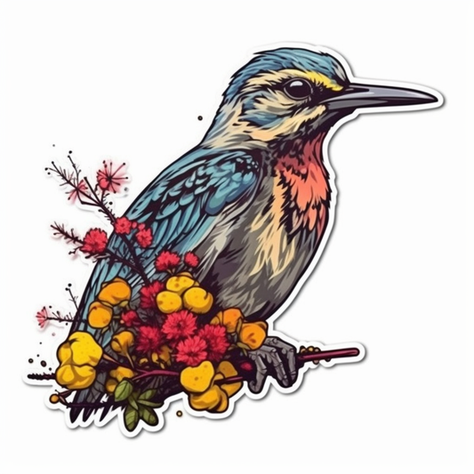 Oregon Western Meadowlark bird Oregon Grape flower  Vinyl Decal Sticker for Car, Laptop, Tumbler and more # 009238