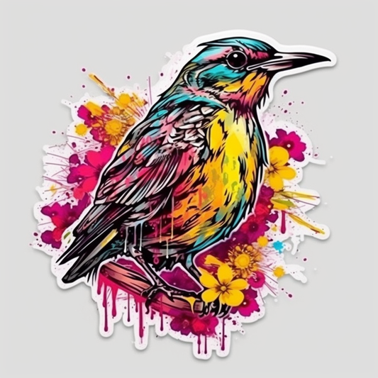 North Dakota Western Meadowlark bird Wild Prairie Rose flower  Vinyl Decal Sticker for Car, Laptop, Tumbler and more # 009071